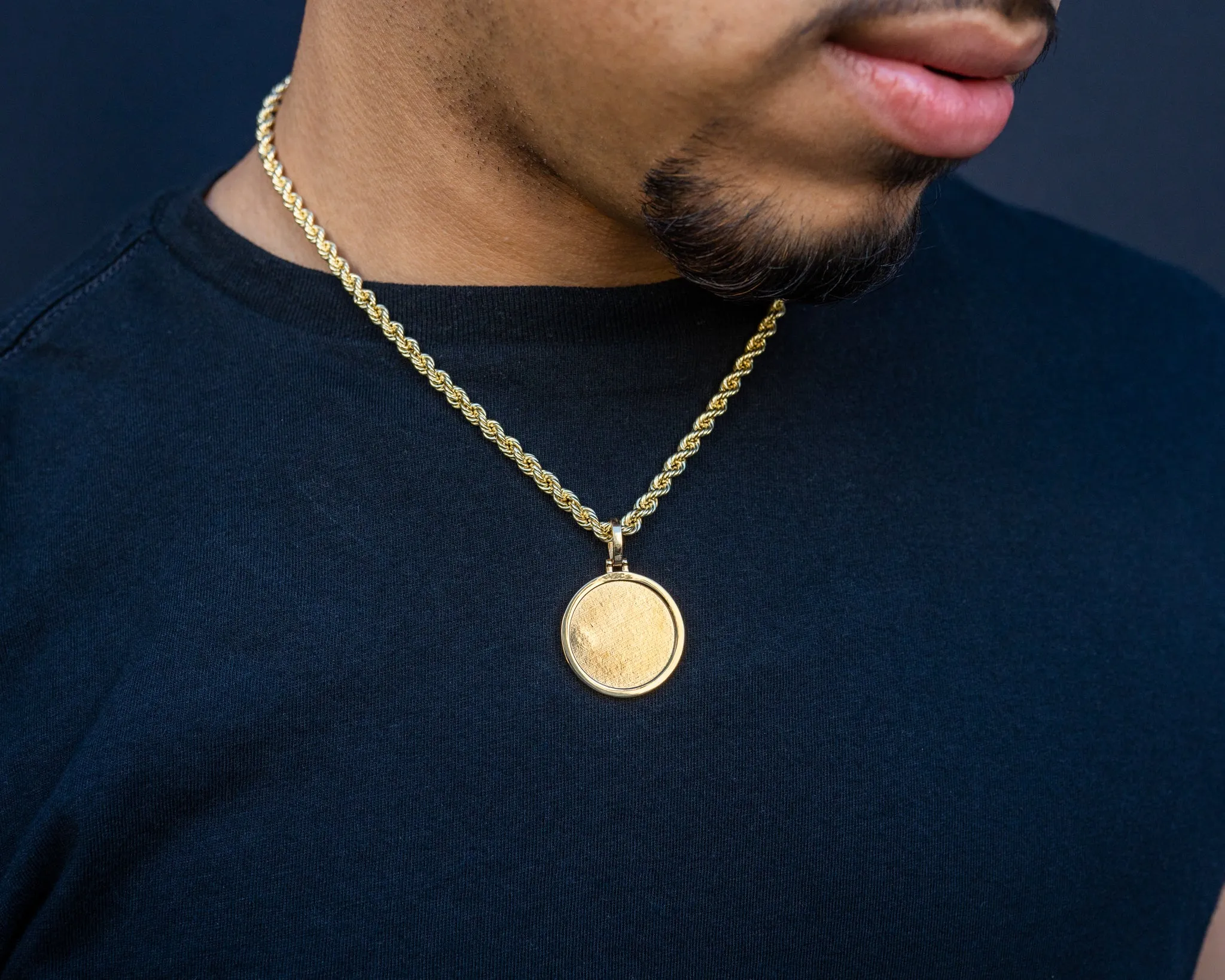 10k Solid Gold Circle Picture Pendant - Standard & Micro
