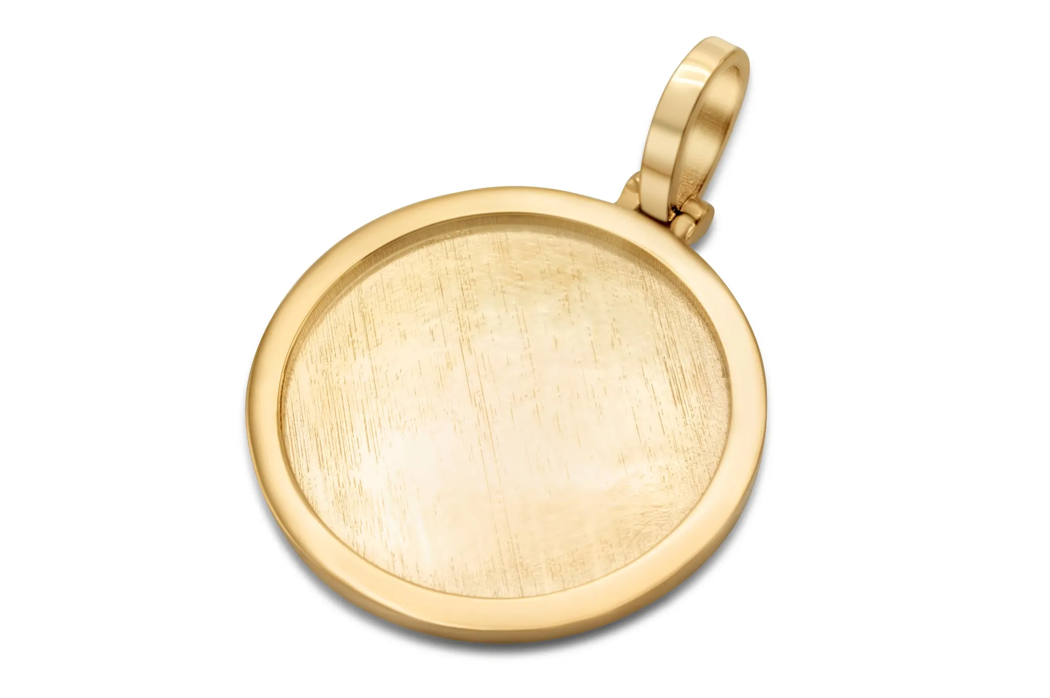 10k Solid Gold Circle Picture Pendant - Standard & Micro