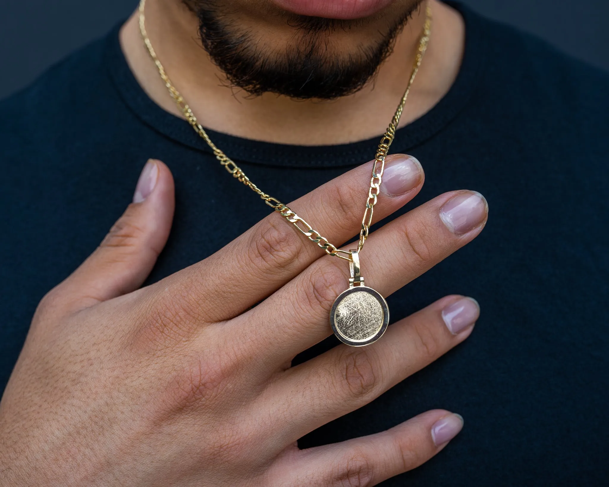10k Solid Gold Circle Picture Pendant - Standard & Micro