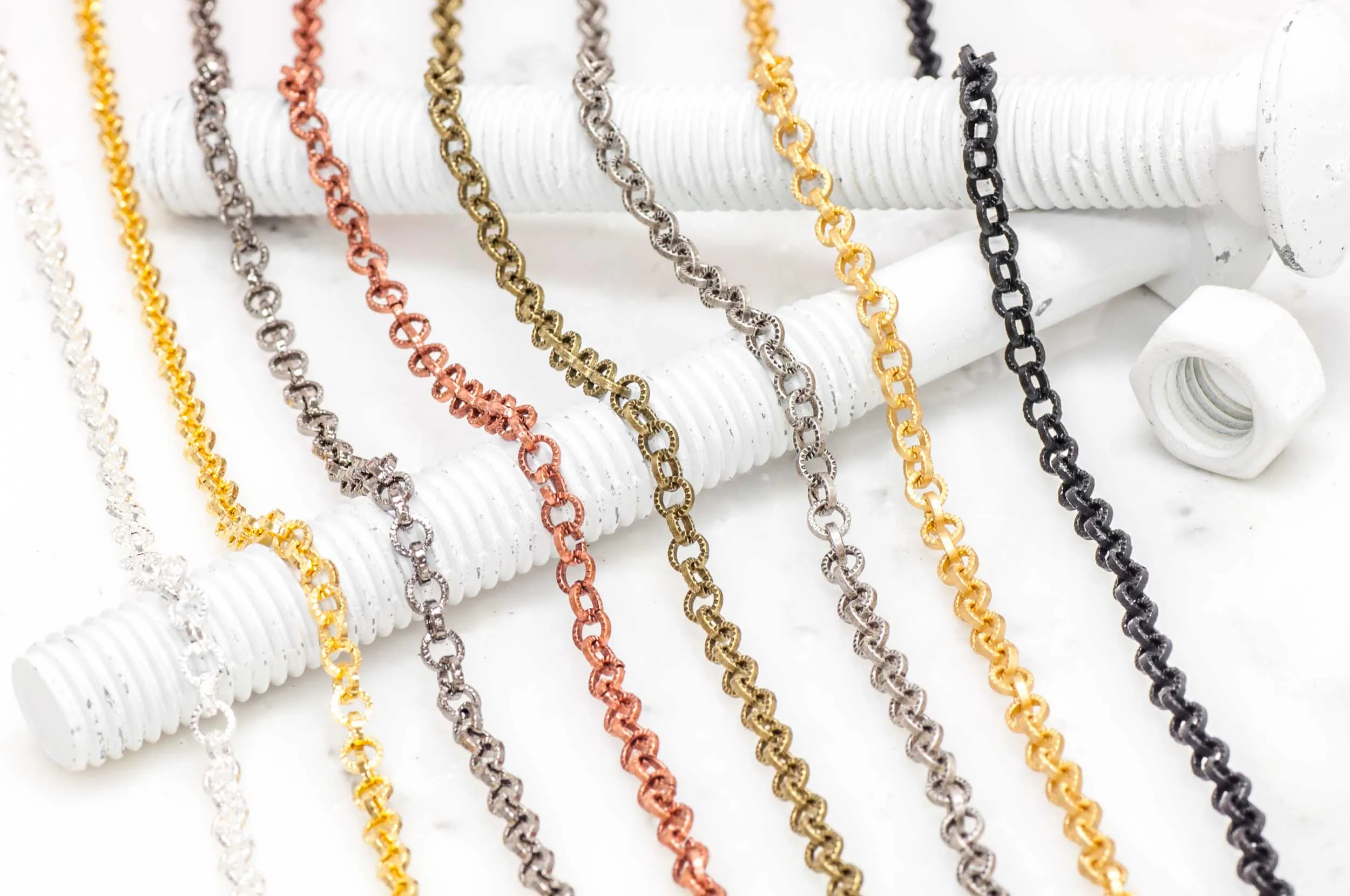 5mm Textured Circular Cable Chain Sold by The Foot - CH- 833