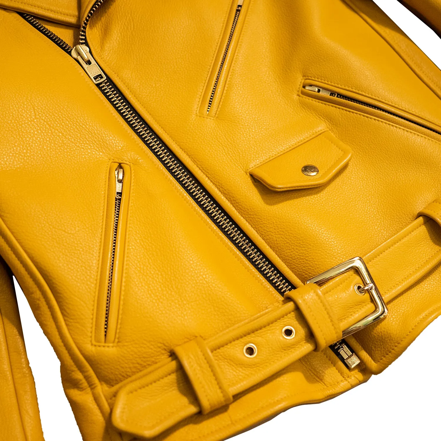 BOWERY JACKET - S / YELLOW w/ SNAKESKIN LINING   GOLD HARDWARE