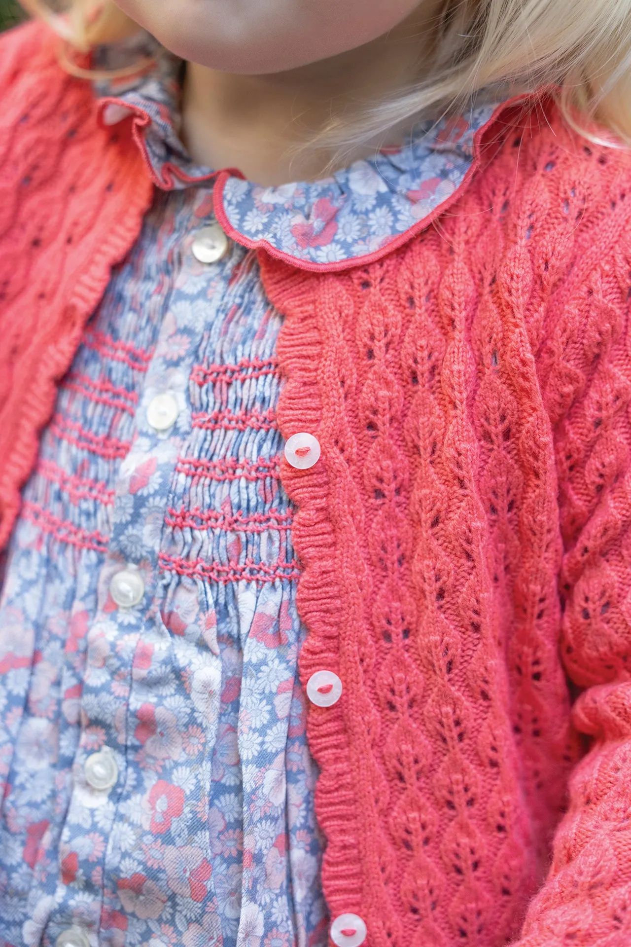 Cardigan - Corail maille ajourée