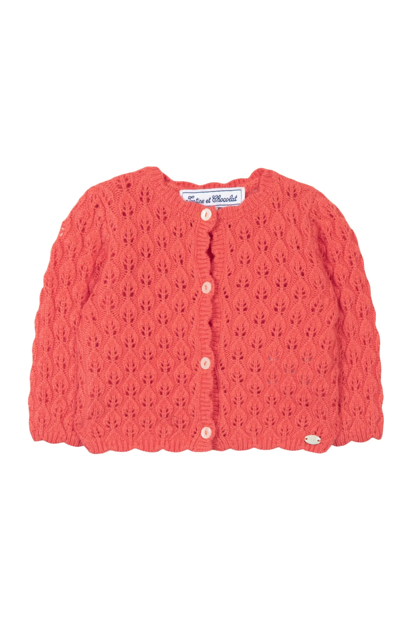 Cardigan - Corail maille ajourée