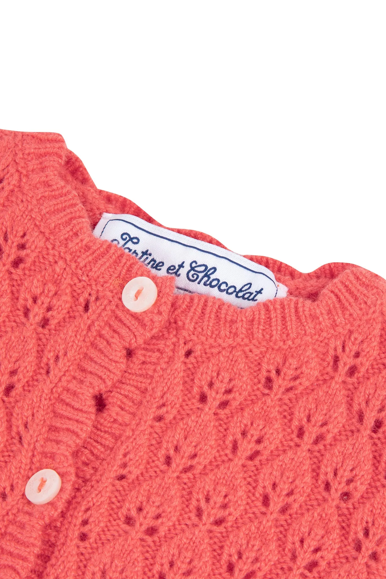 Cardigan - Corail maille ajourée