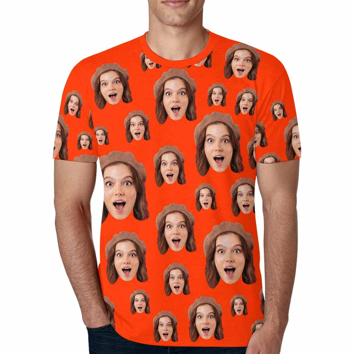 Custom Face Red Men's T-shirt