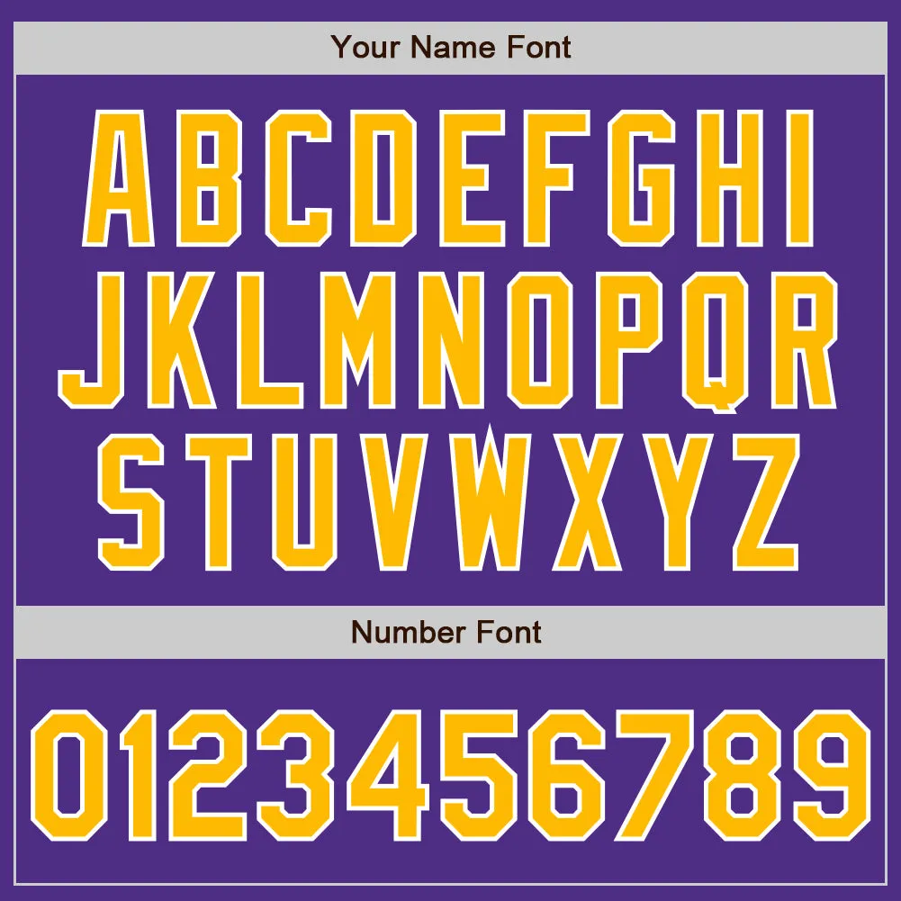 Custom Purple Gold-White Bomber Full-Snap Varsity Letterman Jacket