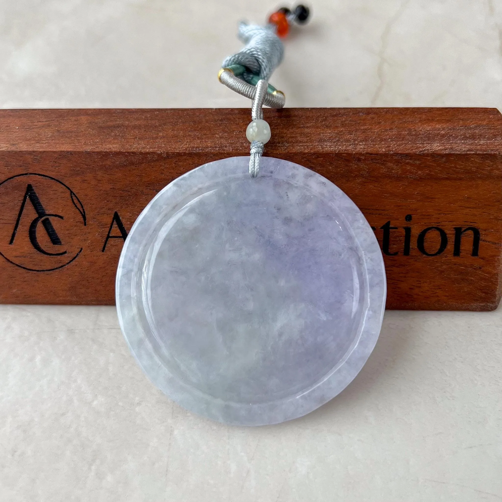 Deer in Forest Jade Pendant, Light Purple Jadeite Jade Hand Carved Pendant, HY-0422-1742151607