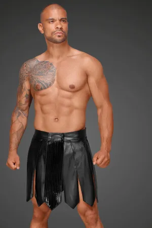 Eco leather men's gladiator skirt with PVC pleats
