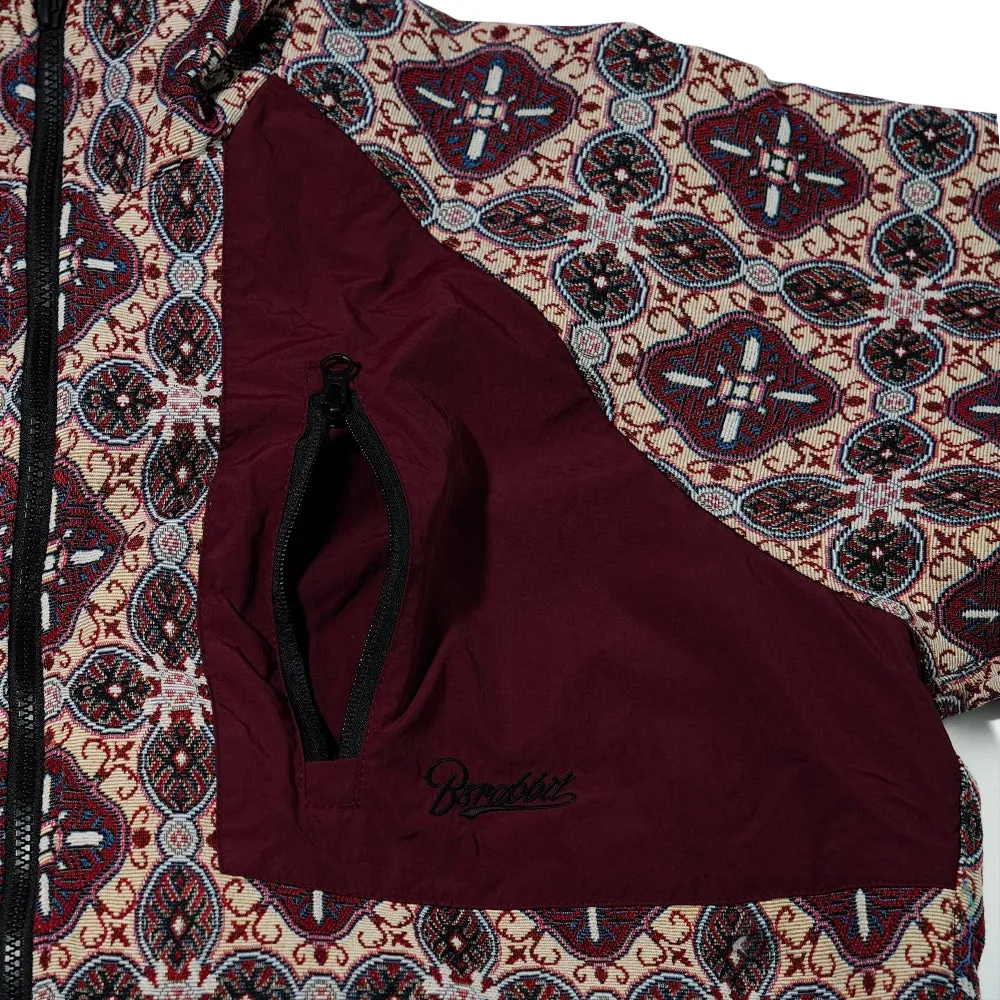 ETHNIC HOODED JACKET BEIGE BURGUNDY