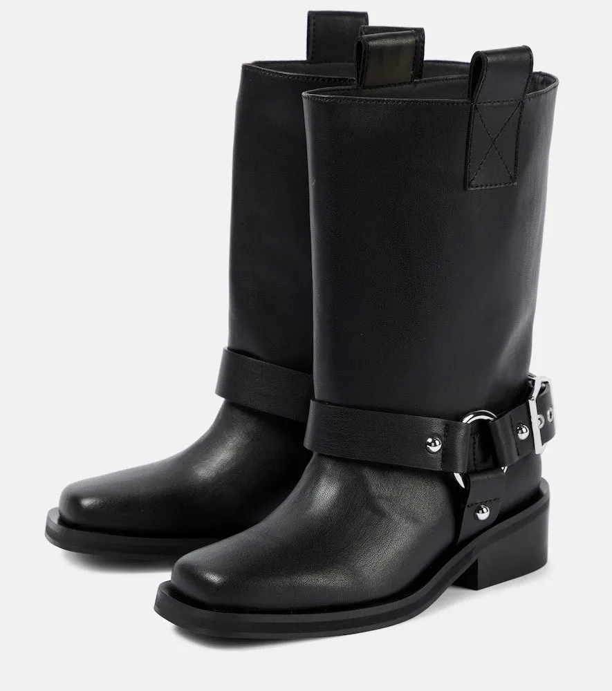 Ganni Faux leather biker boots