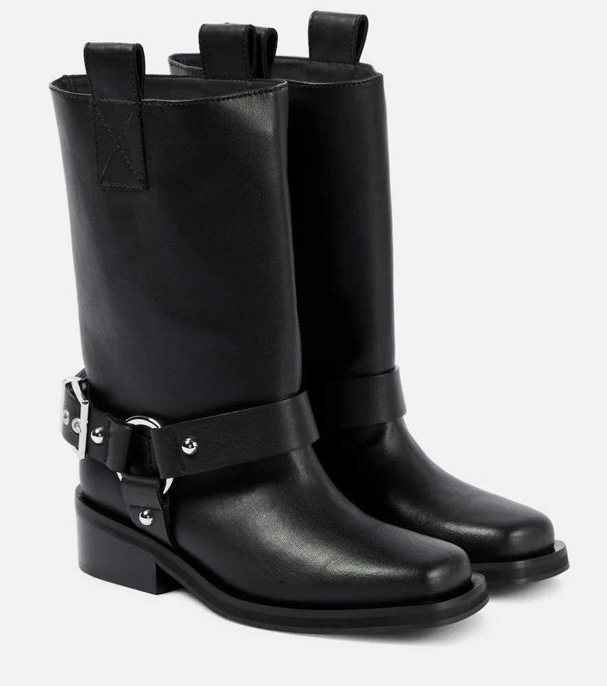 Ganni Faux leather biker boots