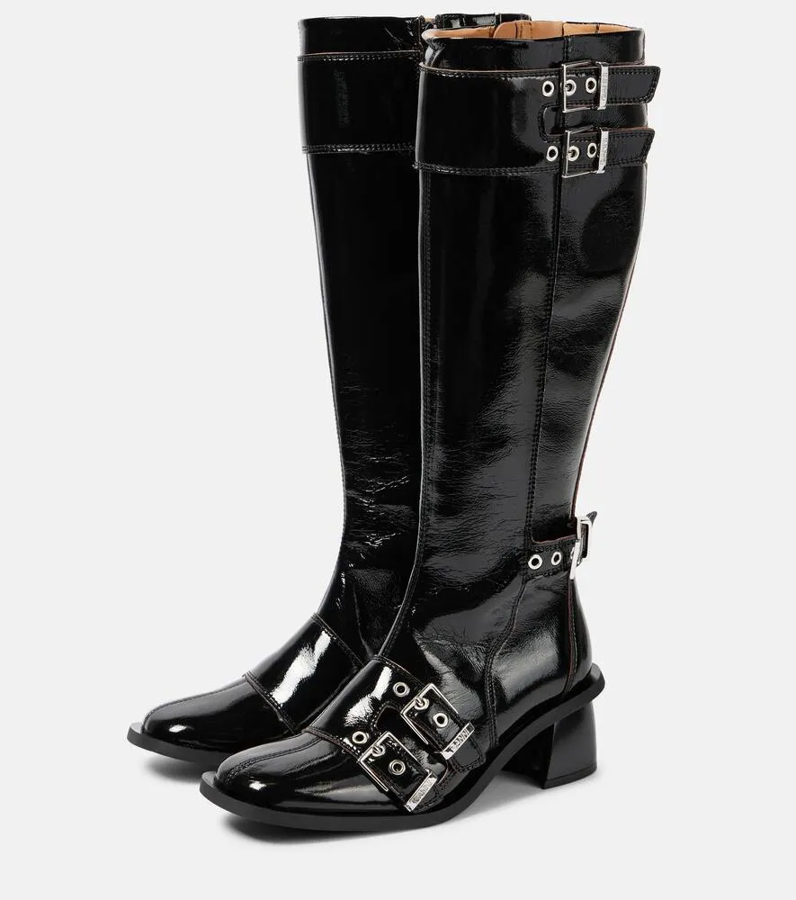 Ganni Feminine faux leather knee-high boots