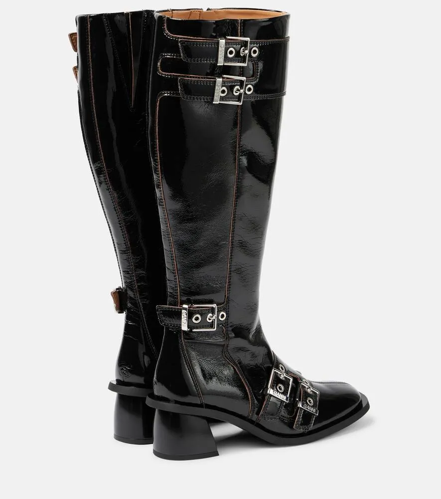 Ganni Feminine faux leather knee-high boots