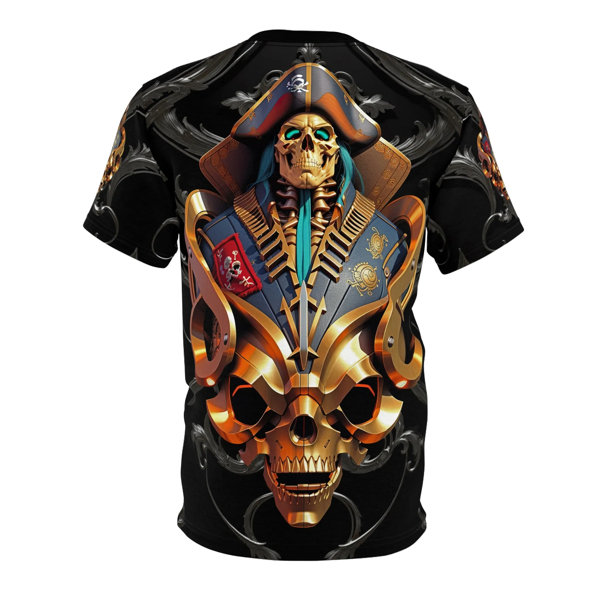Gothic Pirate T-Shirt Unisex All Over Print Tee Pirate Skull T-Shirt Black Unisex Tee | 00139