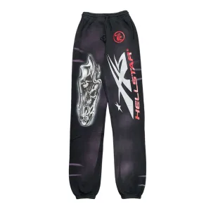 Hellstar Studios Airbrushed Skull Sweatpants Black (Elastic Bottom)
