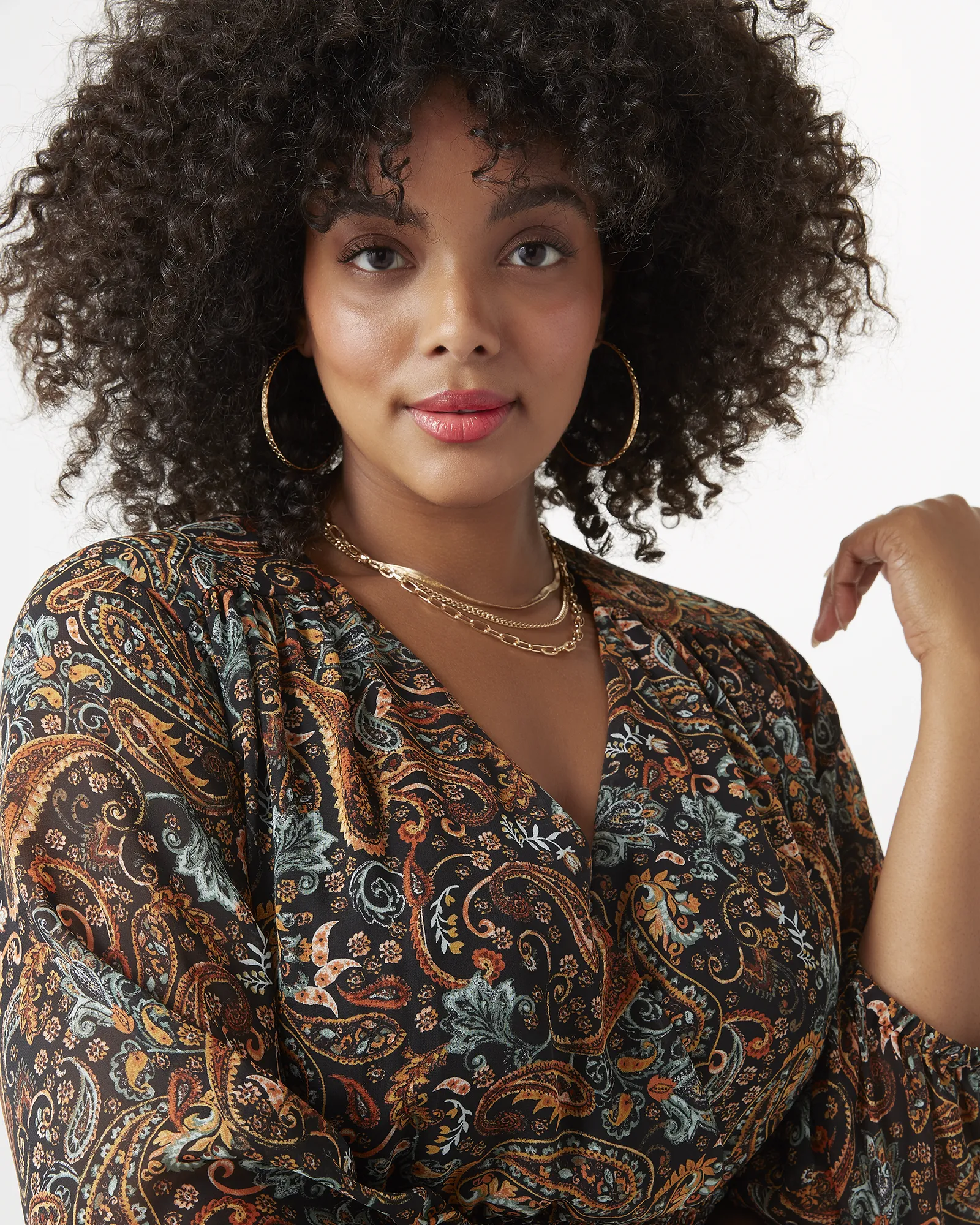 Joya Paisley-Print Midi Dress | Black