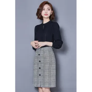 Ketty More Women Restful Stand Collar Loose Long Sleeve Delightful Solid Colored Casual Shirt-KMWSB810