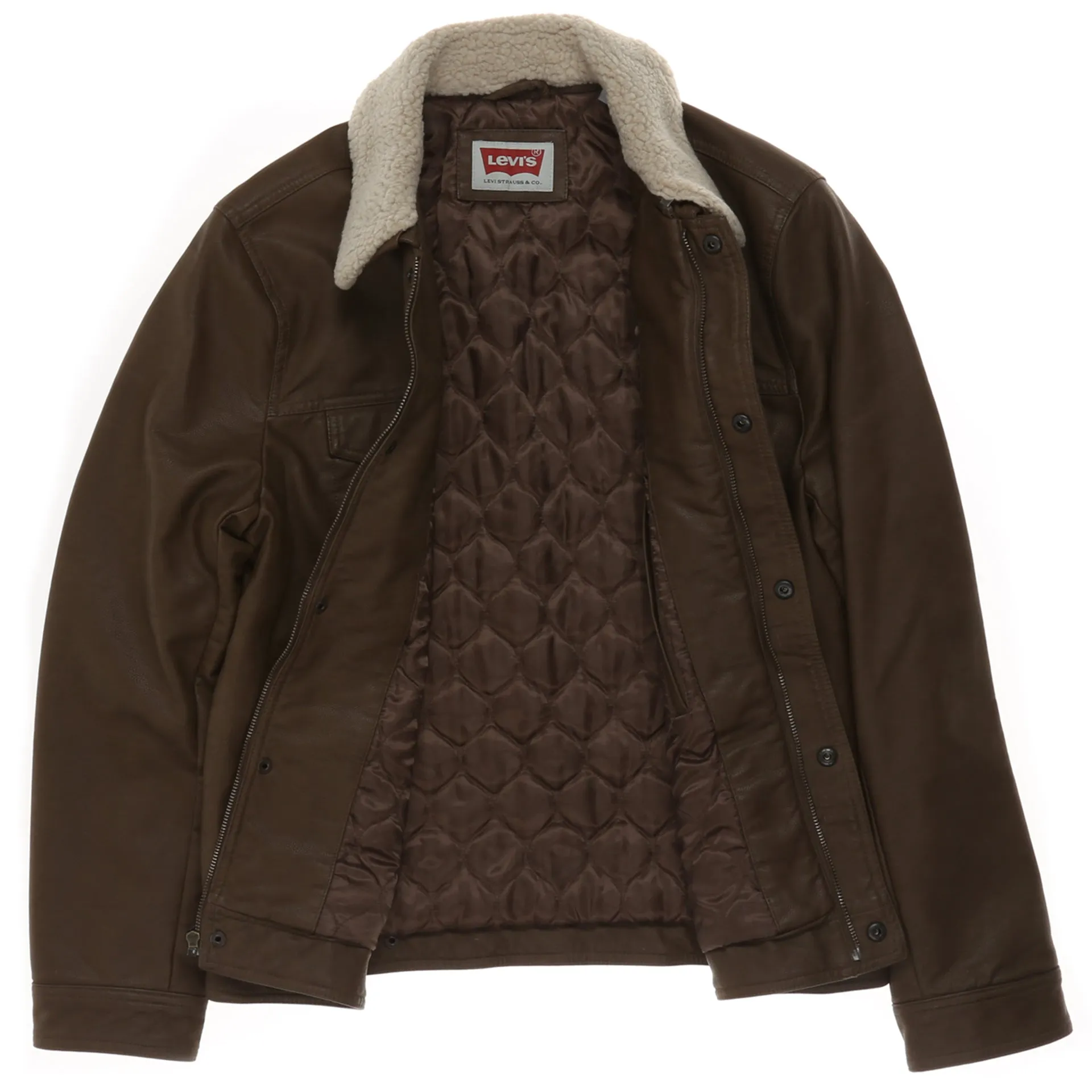 Levi's Faux Leather Sherpa Collar Trucker - Earth