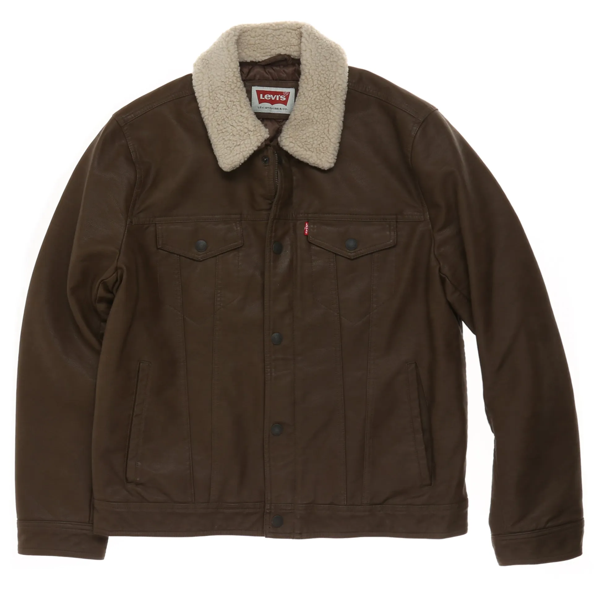 Levi's Faux Leather Sherpa Collar Trucker - Earth