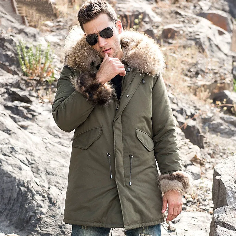Men's Winter Warm Fur Parka With Removable Lining