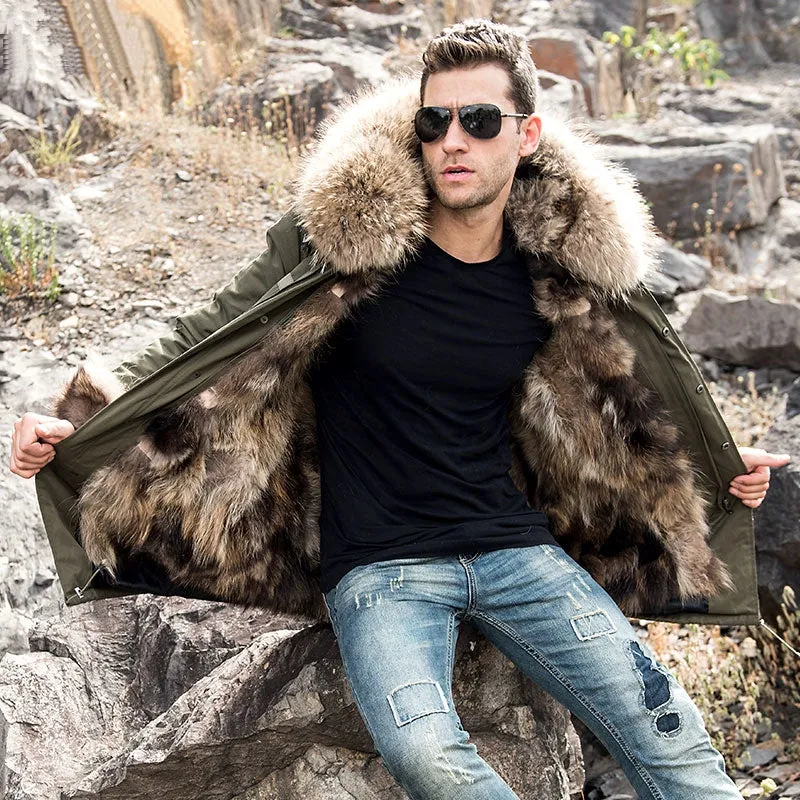 Men's Winter Warm Fur Parka With Removable Lining
