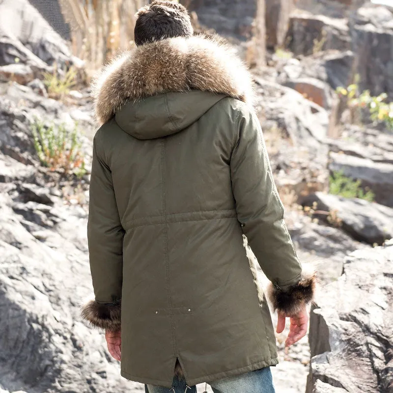Men's Winter Warm Fur Parka With Removable Lining