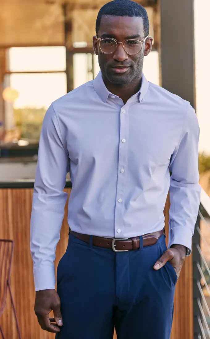 Mizzen   Main Leeward LS Dress Shirt Lilac Check