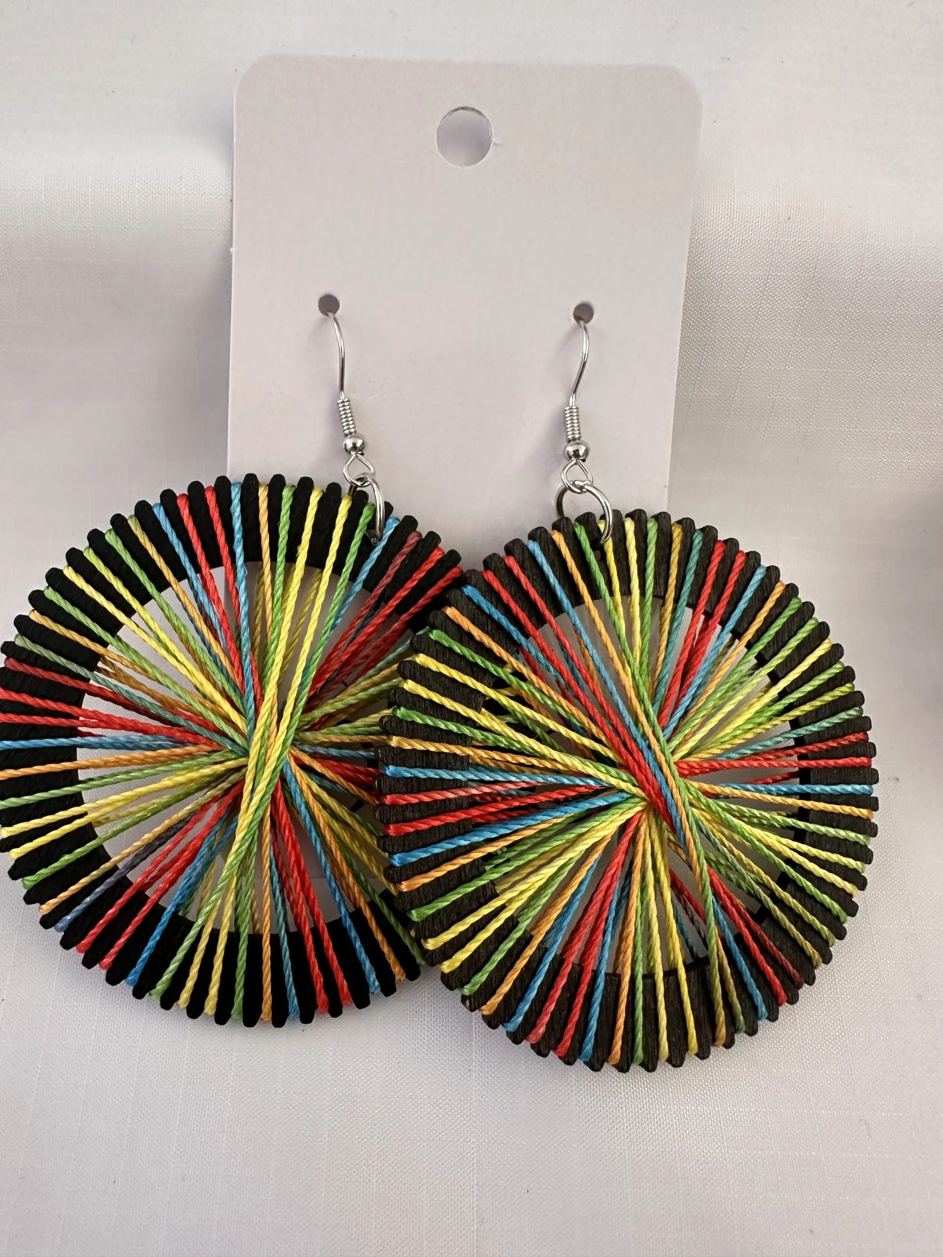 Multicolored Woven Statement Earrings (Made in Rwanda)