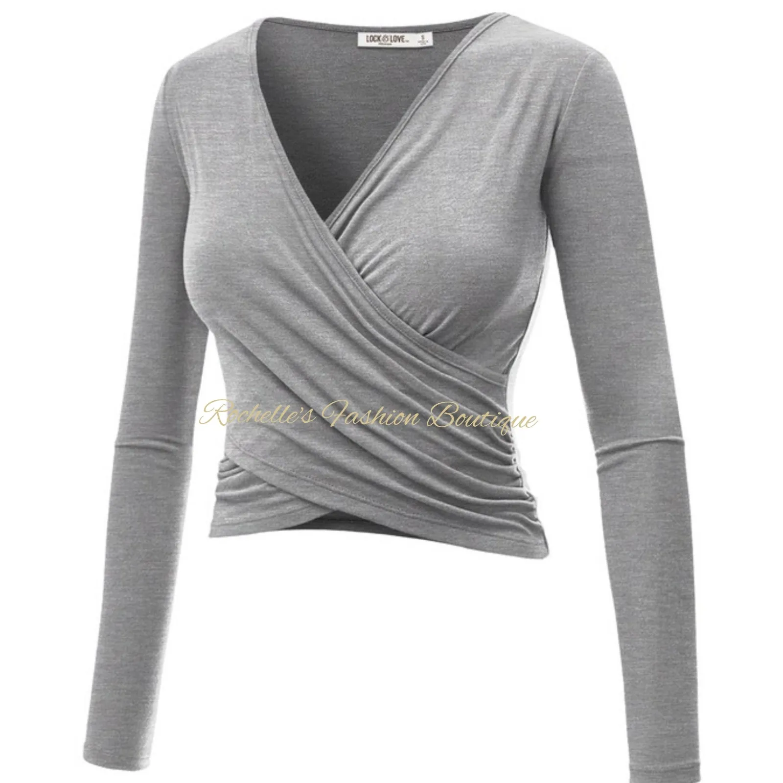 Red V Neck L/S Wrap Shirt