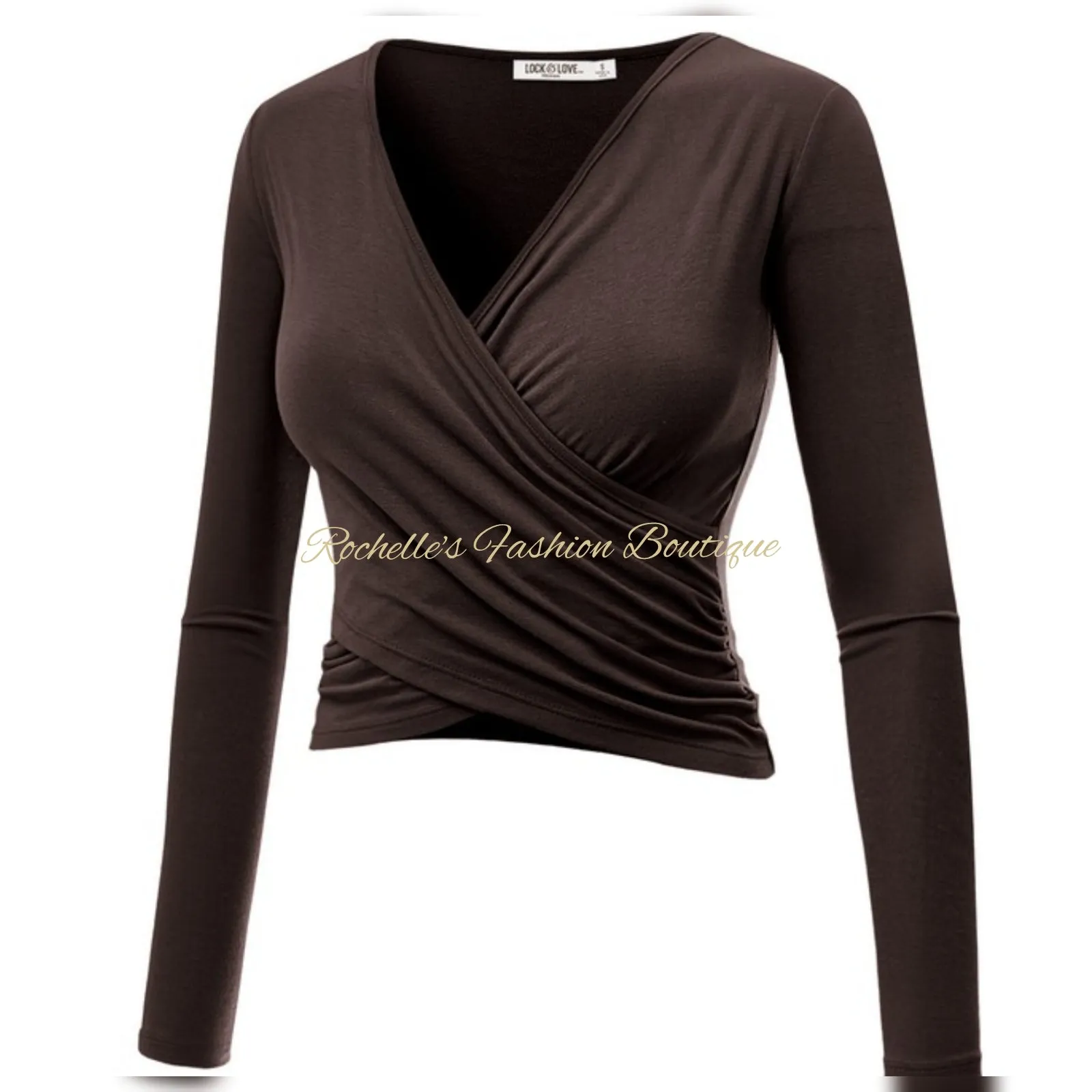 Red V Neck L/S Wrap Shirt