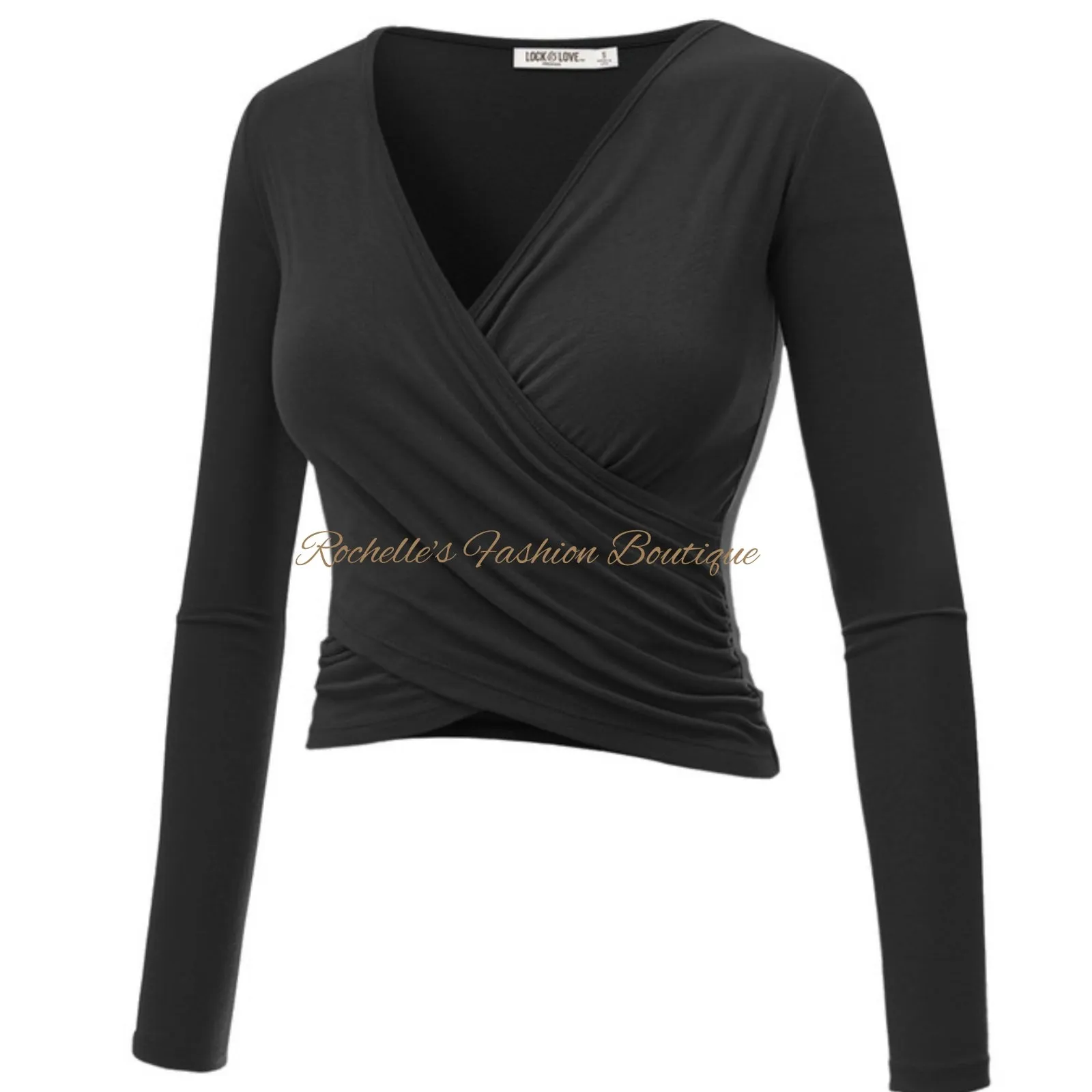 Red V Neck L/S Wrap Shirt