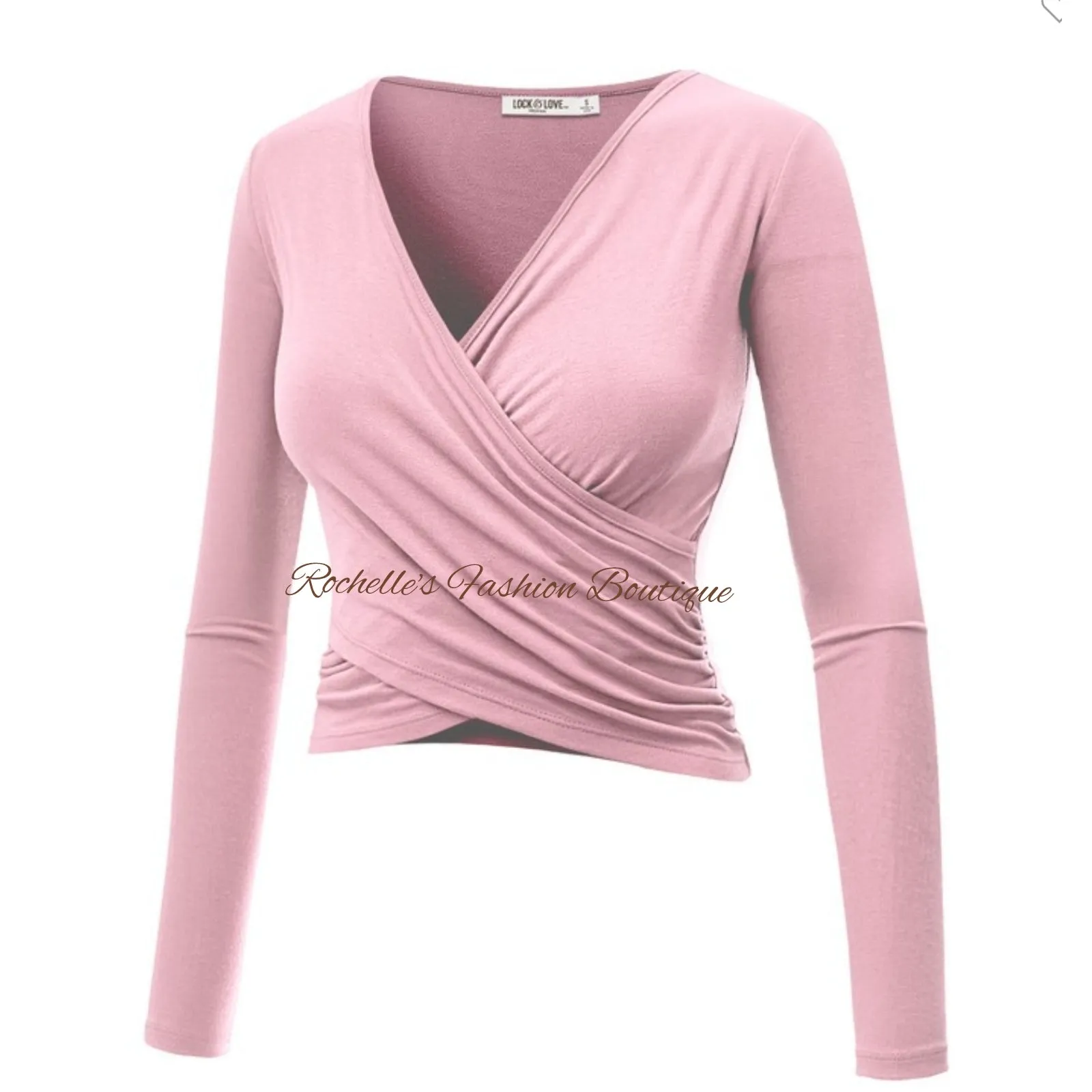 Red V Neck L/S Wrap Shirt