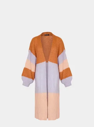 Ricci Stripe Longline Cardigan - Rust