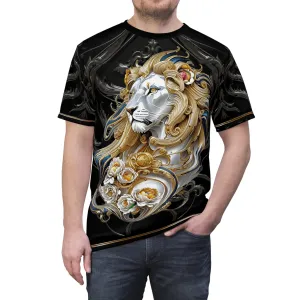 Royal Lion Black T-Shirt Unisex All Over Print Tee Baroque Lion Unisex T-Shirt  | D30001