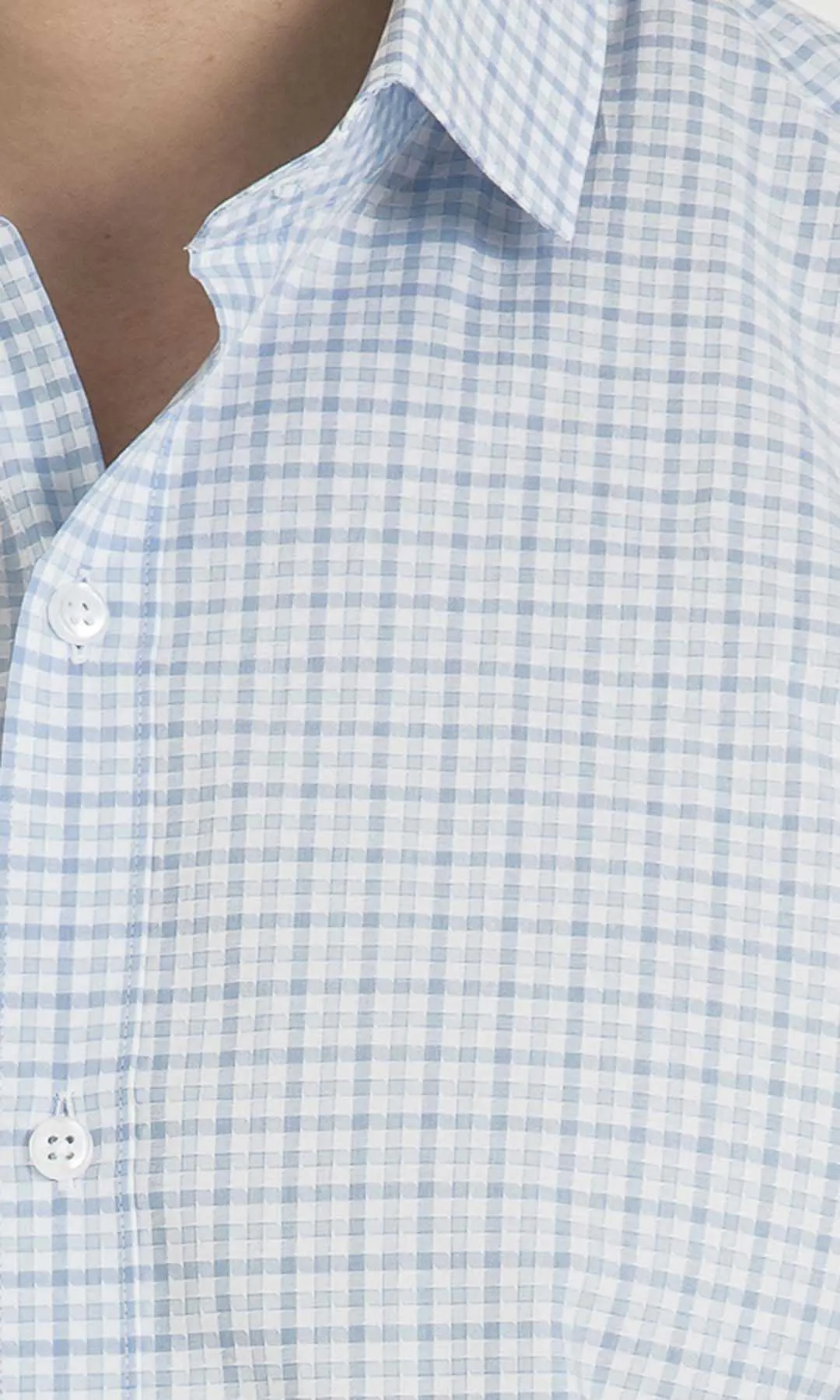 Slim Fit Long Sleeve Checked Cotton Dress Shirt, Blue K.