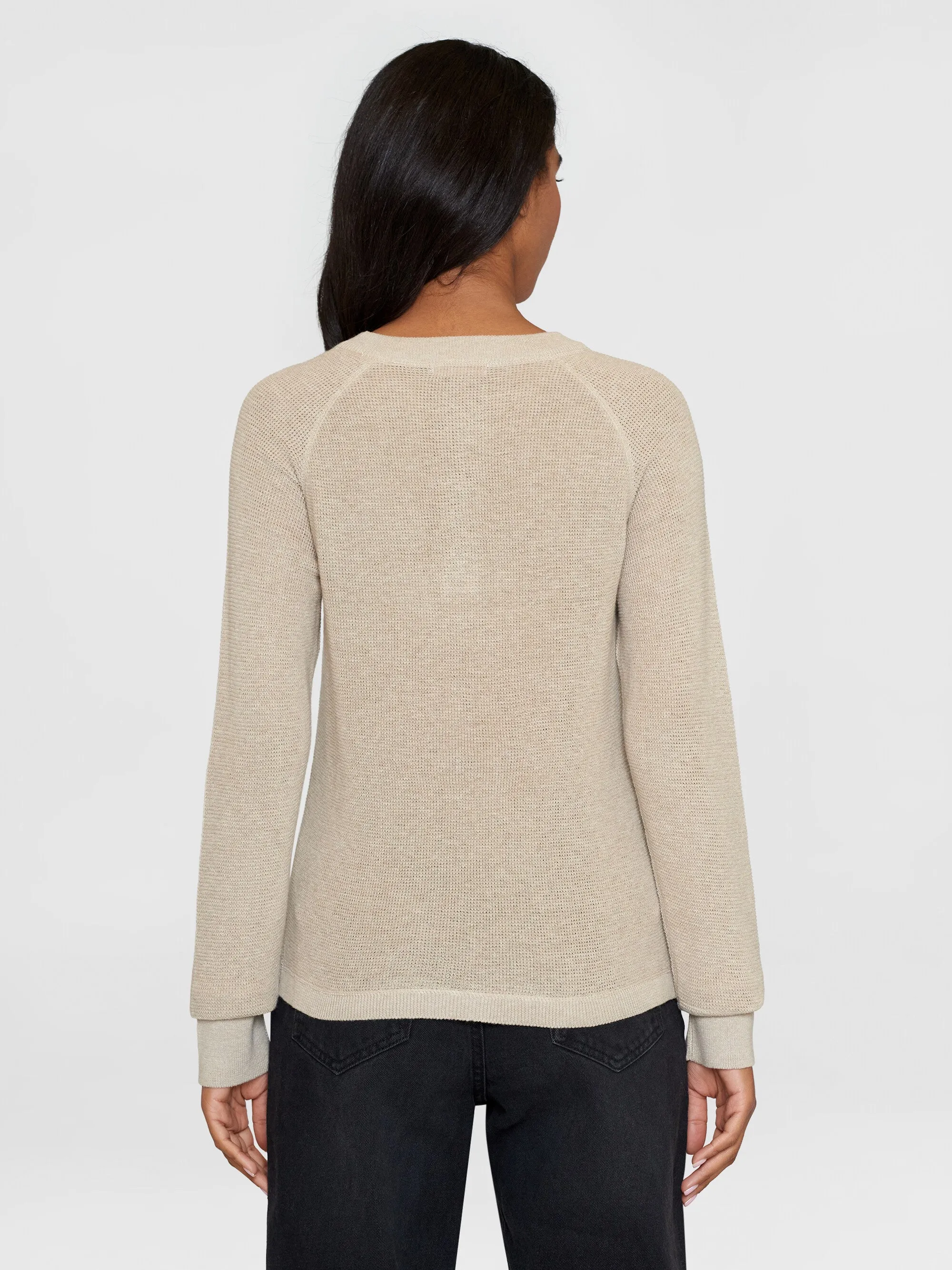 Slim Henley mixed yarns light knit - OCS/Vegan - Light feather gray