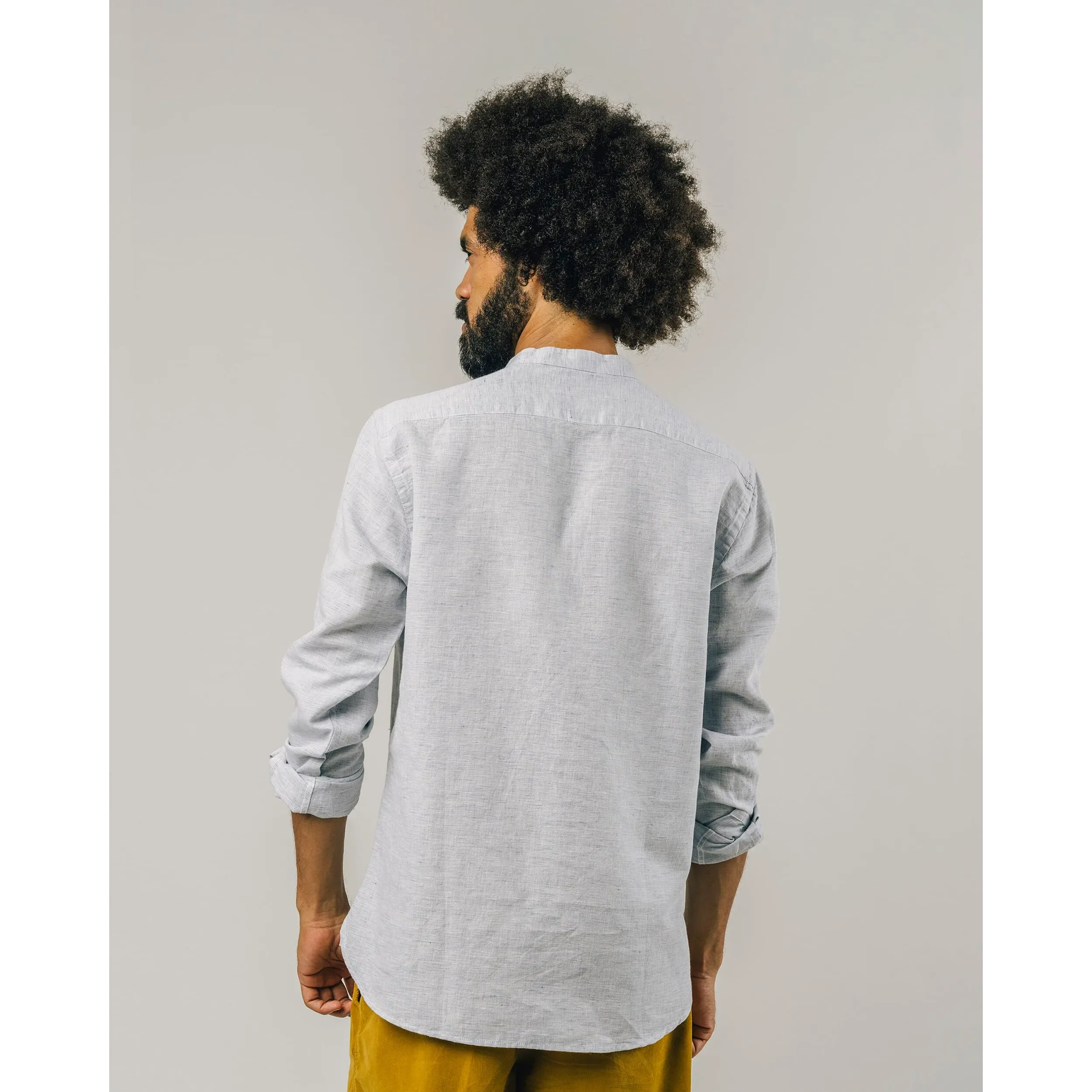Slub Henley Shirt Blue Made Of Organic Cotton And Linen