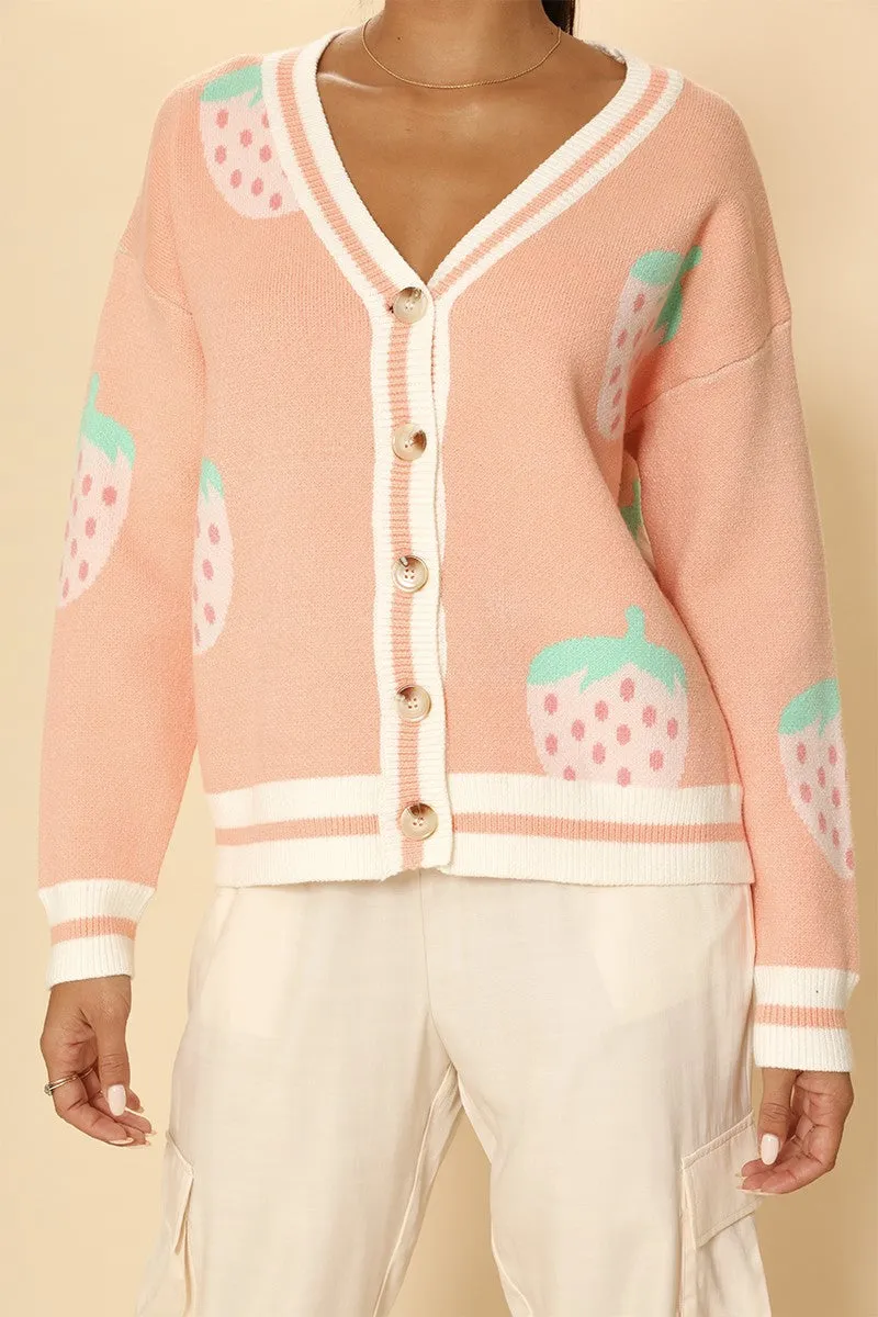 Strawberry knit cardigan