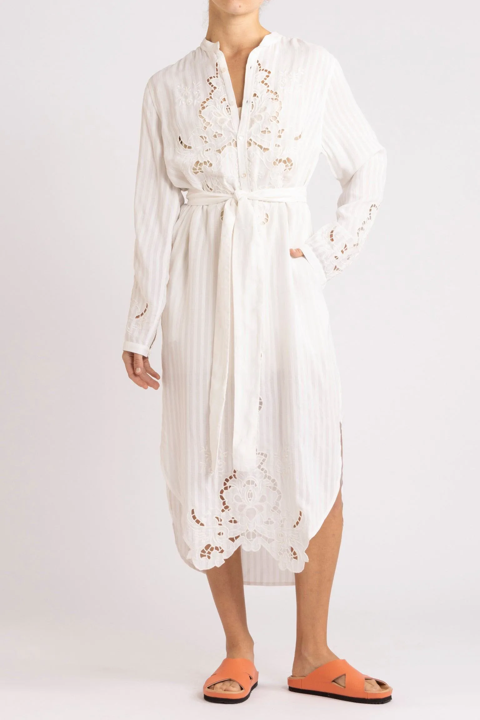 Tessa Embroidered Cutout Shirt Dress