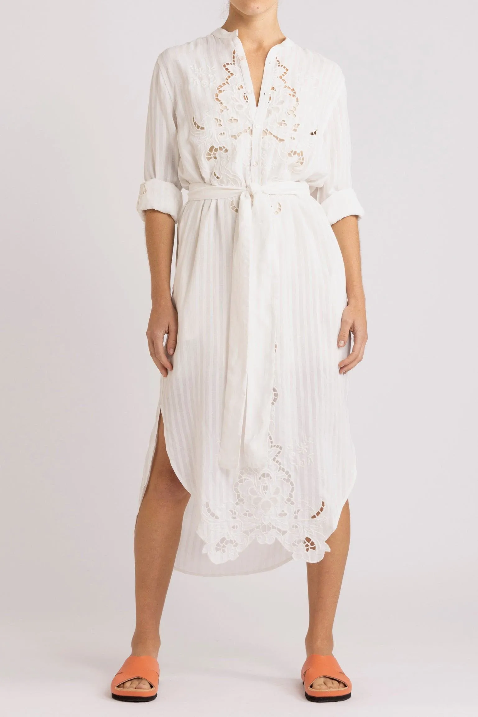 Tessa Embroidered Cutout Shirt Dress