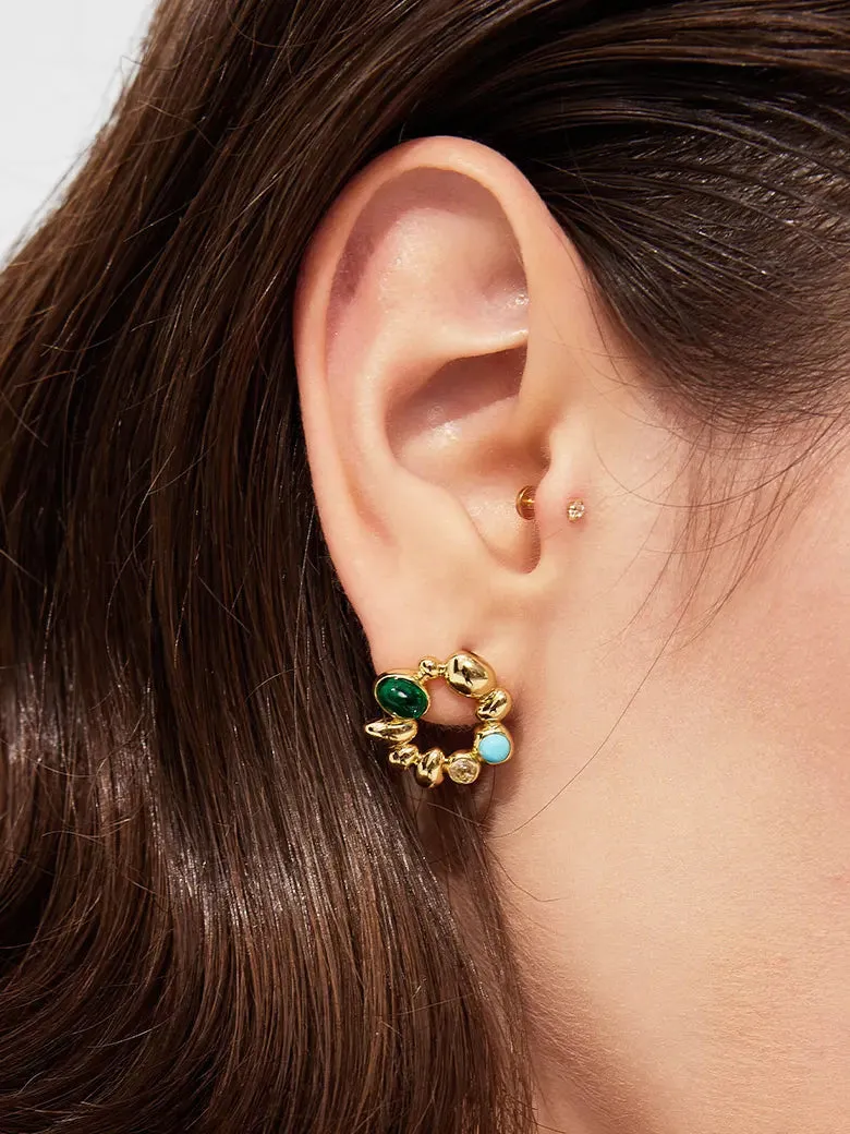 Totem Gemstone Circle Earrings