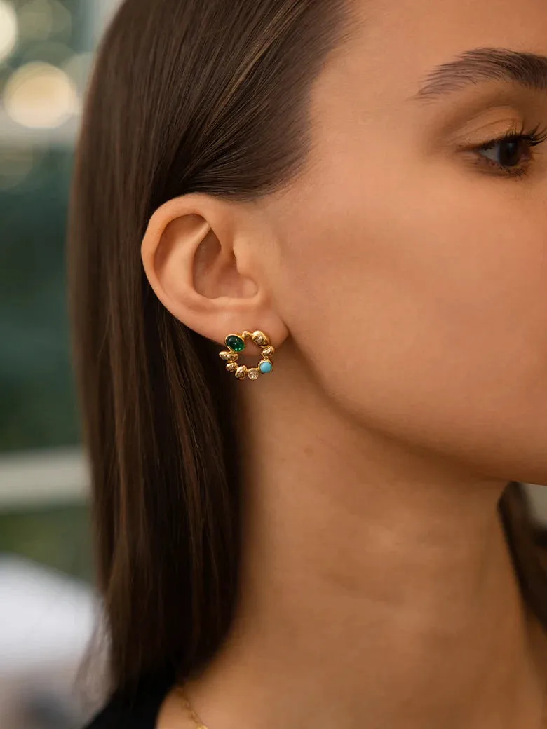 Totem Gemstone Circle Earrings