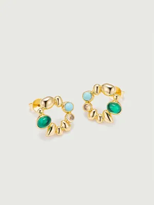 Totem Gemstone Circle Earrings