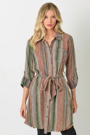 Vintage Wash Striped Shirt Dress