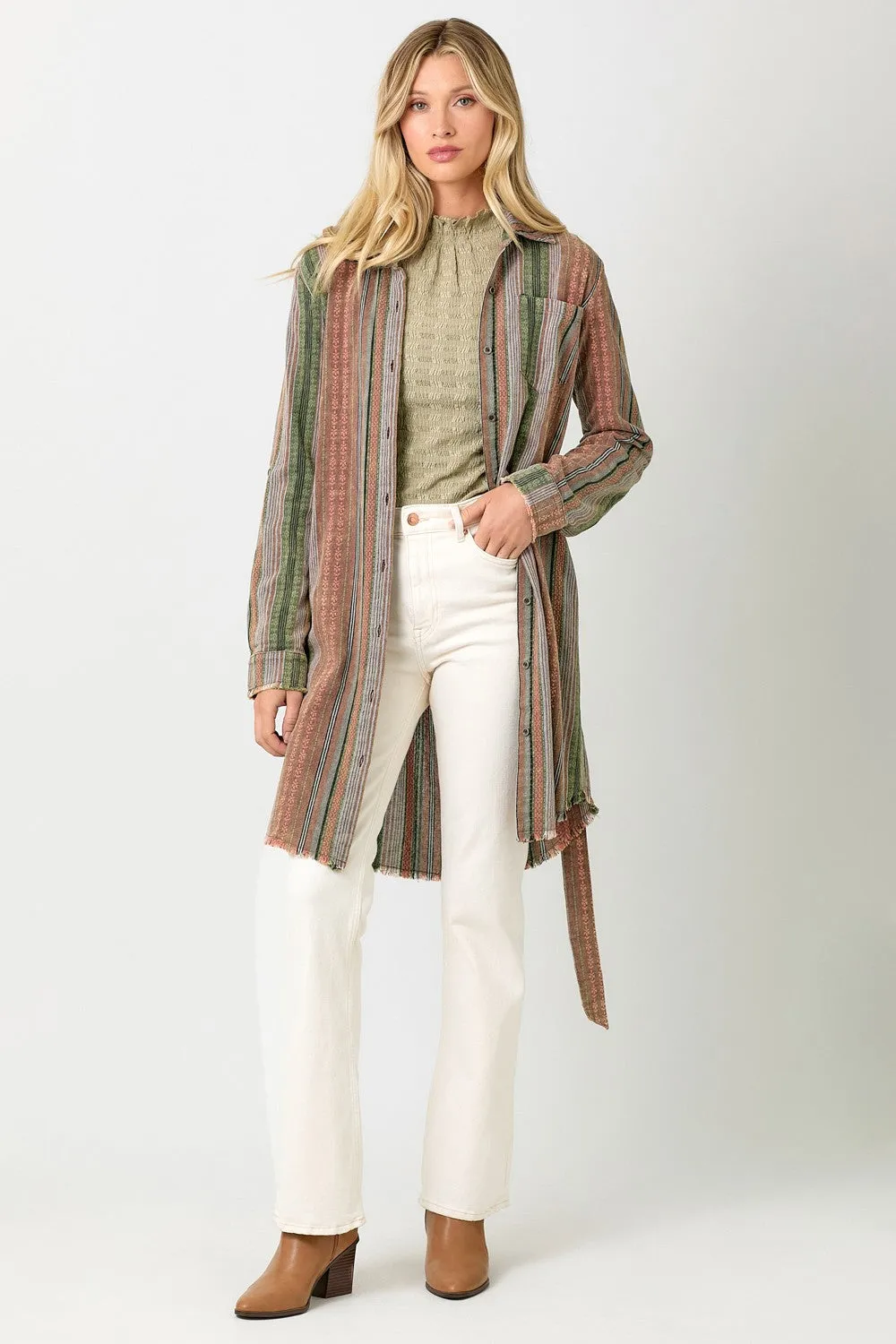 Vintage Wash Striped Shirt Dress