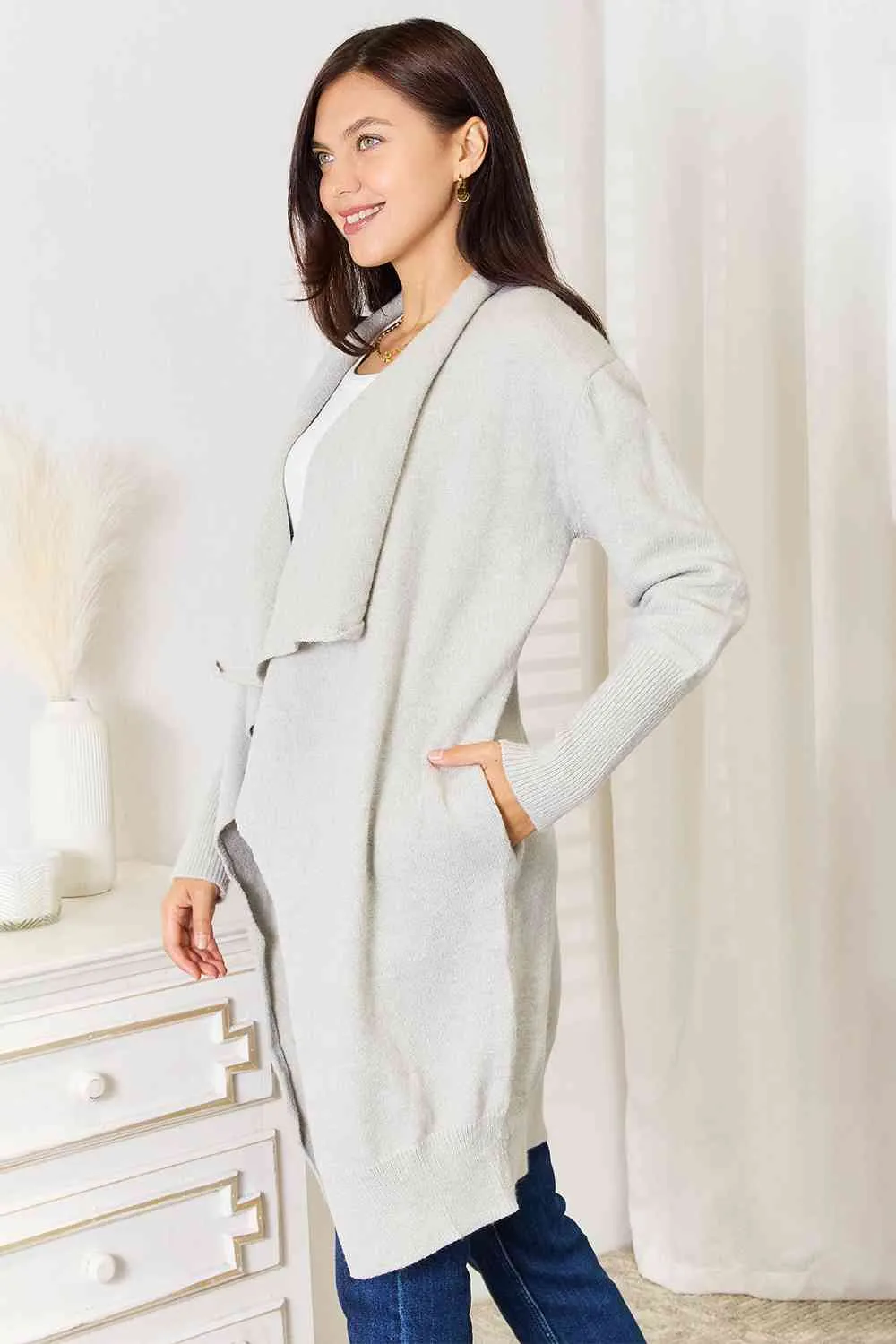 Womens Open Front Cardigan with Pockets